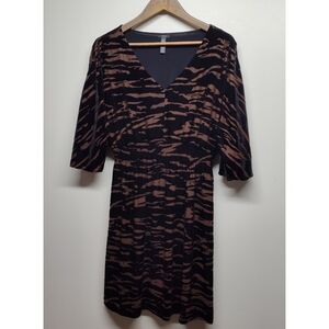Soma Intimates Mini Dress Women Size L Black Brown Zebra Velvet Elastic Waist